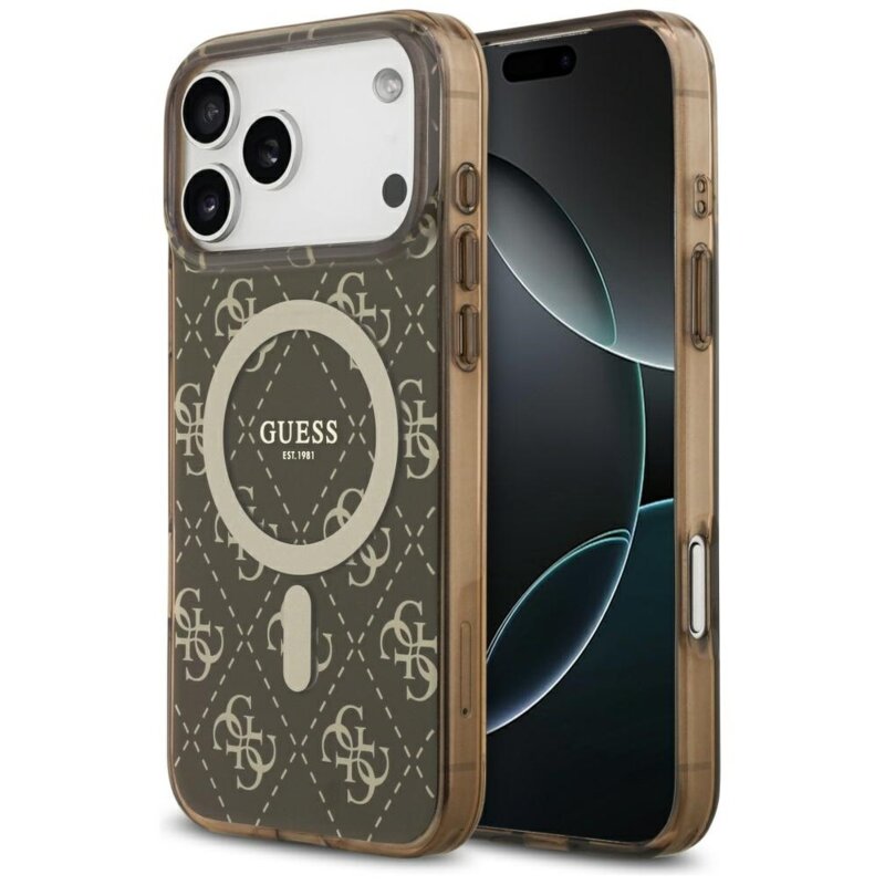 Etui GUESS IML 4G Background MagSafe do Apple iPhone 17 Pro Brązowy