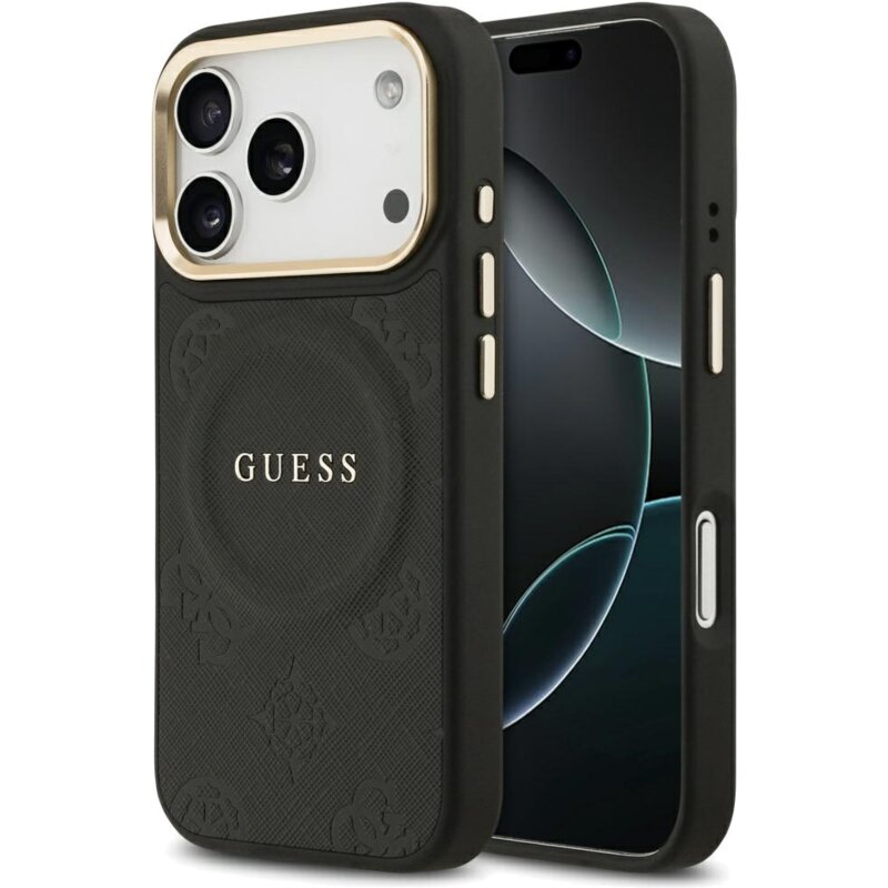 Guess Peony Hot Stamp MagSafe do iPhone 17 Pro czarny