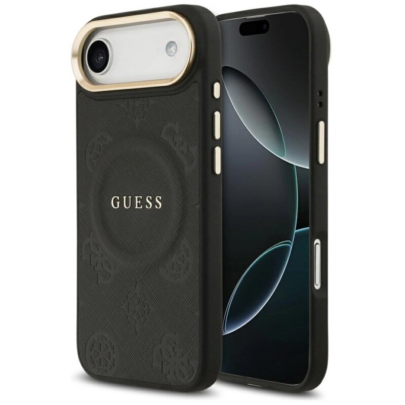 Etui GUESS Peony Hot Stamp MagSafe do Apple iPhone Air Czarny