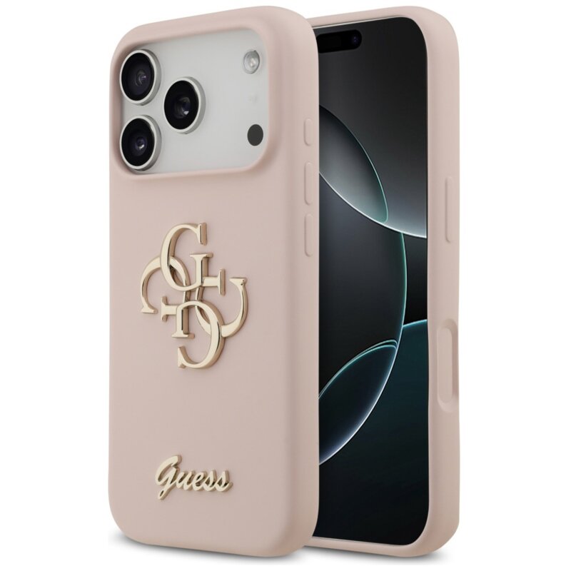 Guess Silicone Big 4G Script do iPhone 17 Pro różowy