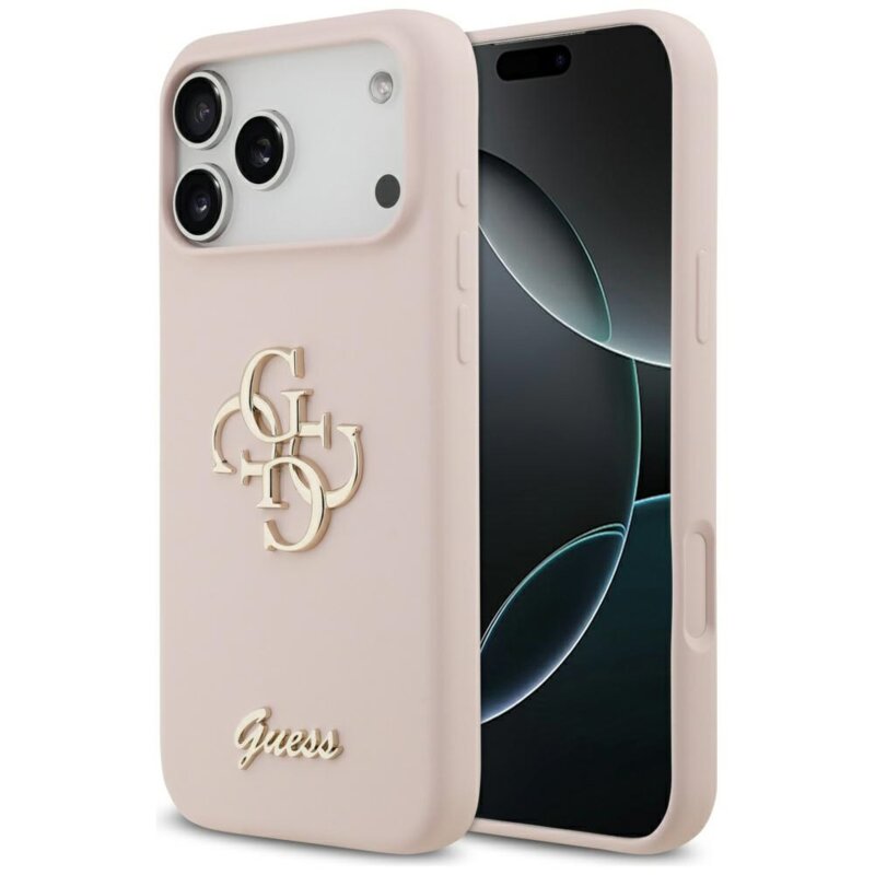 Guess Silicone Big 4G Script do iPhone 17 Pro Max różowy