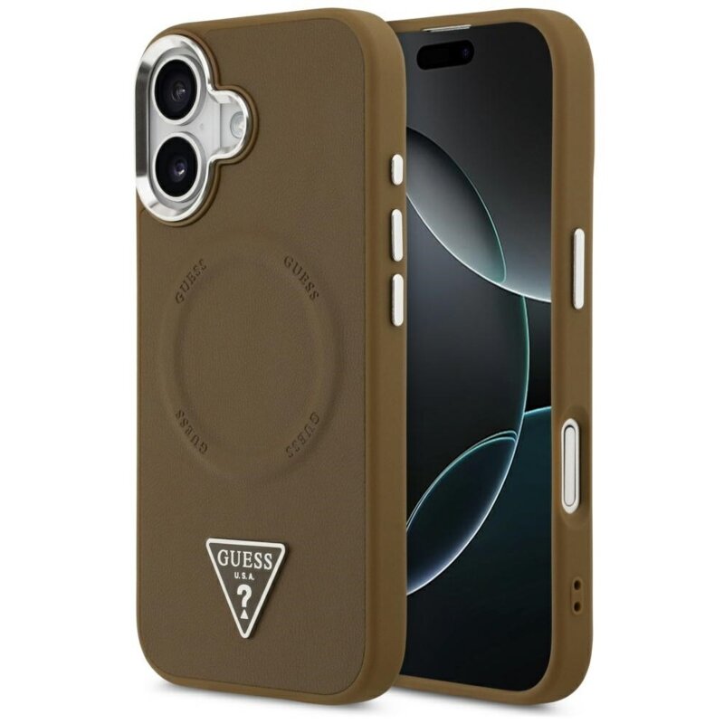 Guess Triangle Logo MagSafe do iPhone 17 brązowy