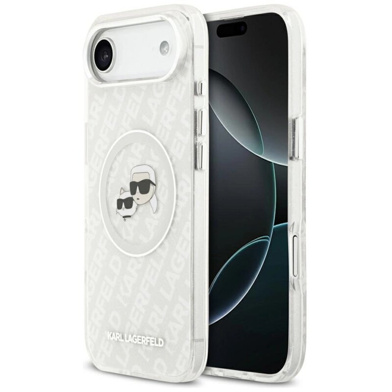 Karl Lagerfeld IML Glitter Karl & Choupette Heads Logo MagSafe do iPhone Air Szary