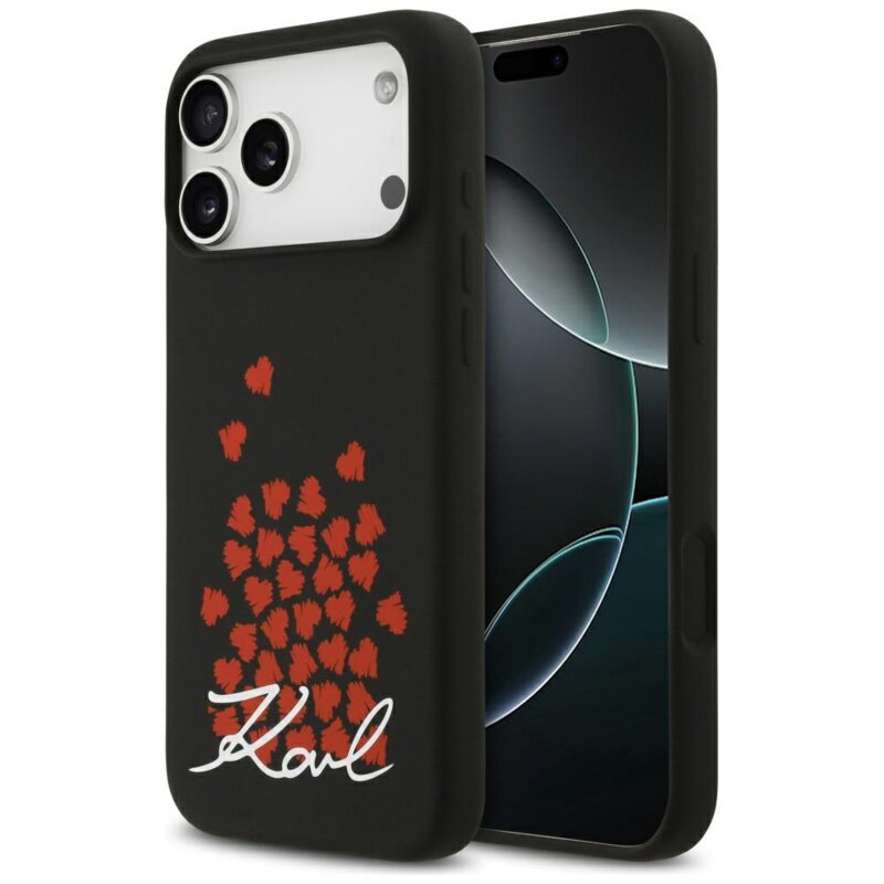 Karl Lagerfeld Silicone Heart Sign Logo MagSafe do iPhone 17 Pro Max Czarny
