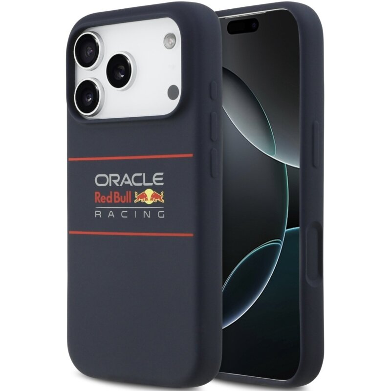 Red Bull Racing Silicone Horizontal Centered Logo MagSafe do iPhone 17 Pro Granatowy