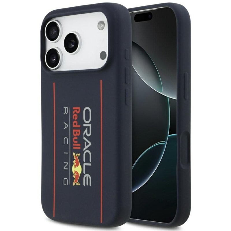 Red Bull Racing Silicone Oversize Vertical Logo MagSafe do iPhone 17 Pro Granatowy