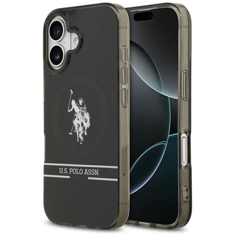 Etui US POLO ASSN US Polo DH and Bottom Stripe Logo MagSafe do Apple iPhone 17 Czarny
