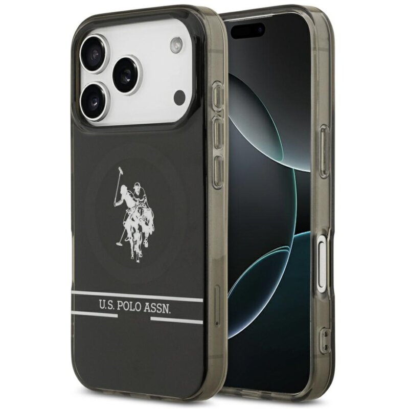 Etui US POLO ASSN US Polo DH and Bottom Stripe Logo MagSafe do Apple iPhone 17 Pro Czarny