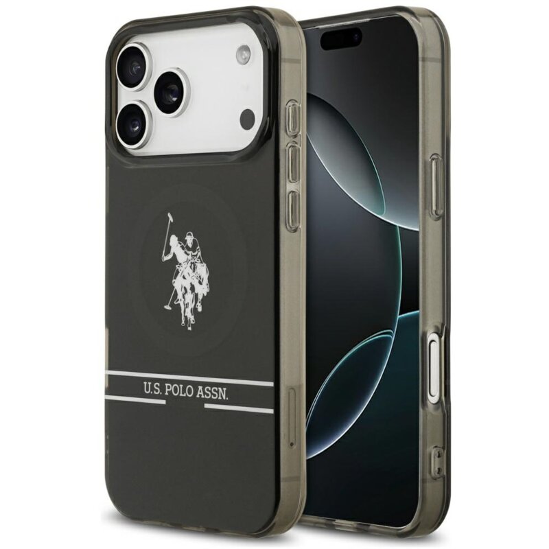 Etui US POLO ASSN US Polo DH and Bottom Stripe Logo MagSafe do Apple iPhone 17 Pro Max Czarny