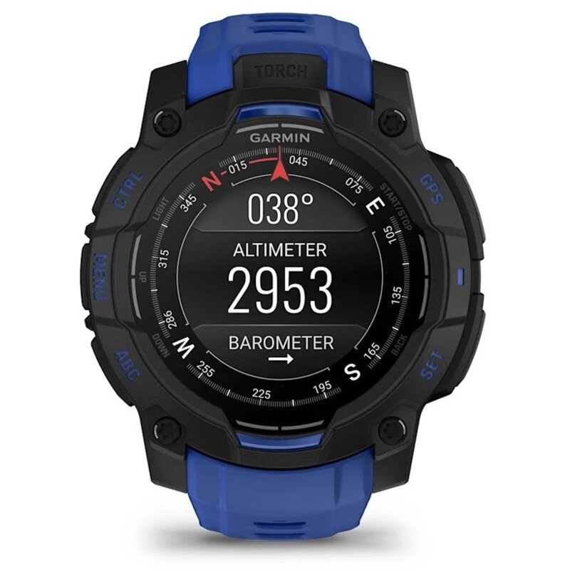 Smartwatch GARMIN Instinct 3 45 mm AMOLED z niebieskim paskiem 010-02936-03 Czarno-niebieski
