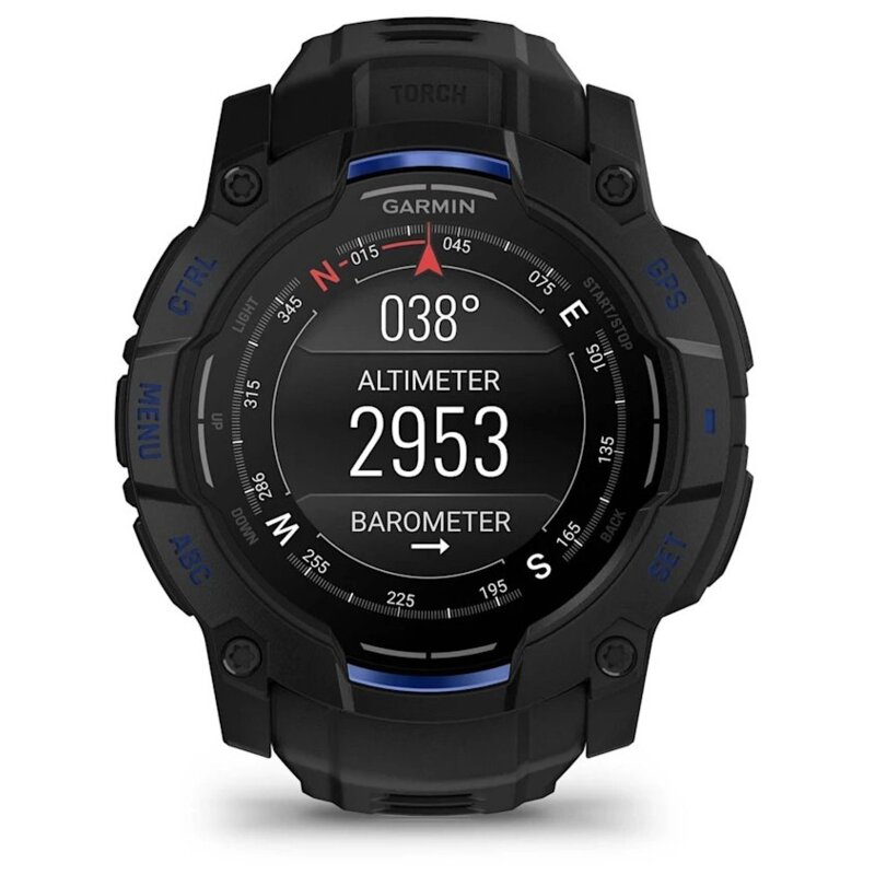 Smartwatch GARMIN Instinct 3 50 mm AMOLED z czarno/niebieskim paskiem 010-03020-03 Czarny
