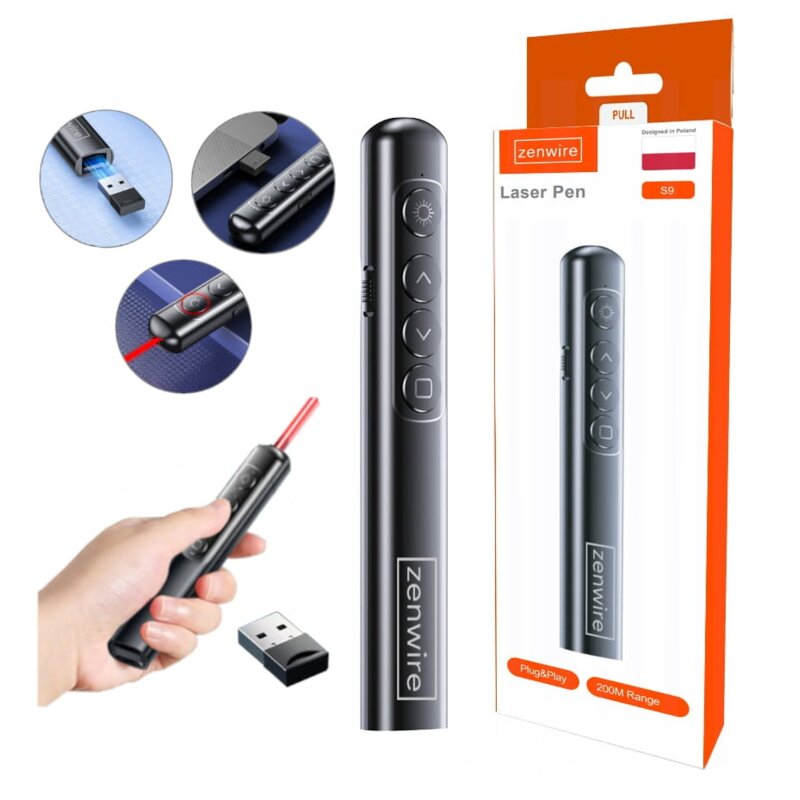 Wskaźnik laserowy ZENWIRE S9 2.4 GHz, Zasięg 200 m