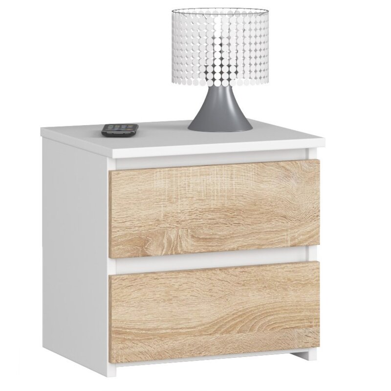 Szafka nocna AKORD CL2 BiaÅa 40 cm 2 szuflady kolor DÄ b Sonoma mat 40x35x40 cm