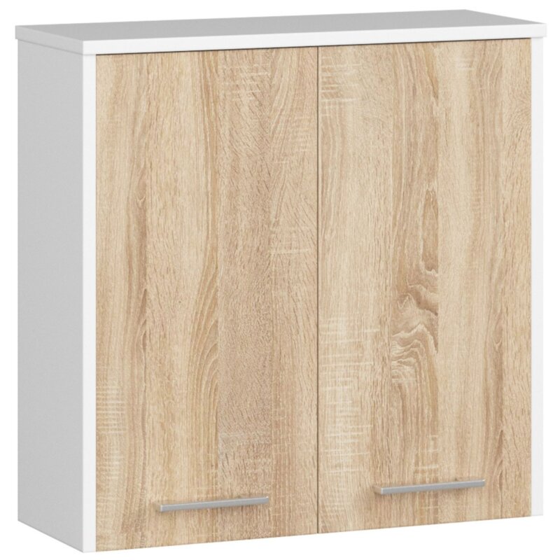 Szafka Åazienkowa AKORD FIN BiaÅa 60 cm 2 drzwi kolor DÄ b Sonoma mat 2 póÅki 60x22,5x60 cm