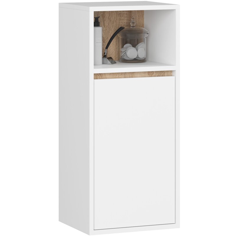 Szafka Åazienkowa wiszÄ ca AKORD VAMI BiaÅa, DÄ b Sonoma 35 cm 1 drzwi 3 póÅki 35x80x30 cm