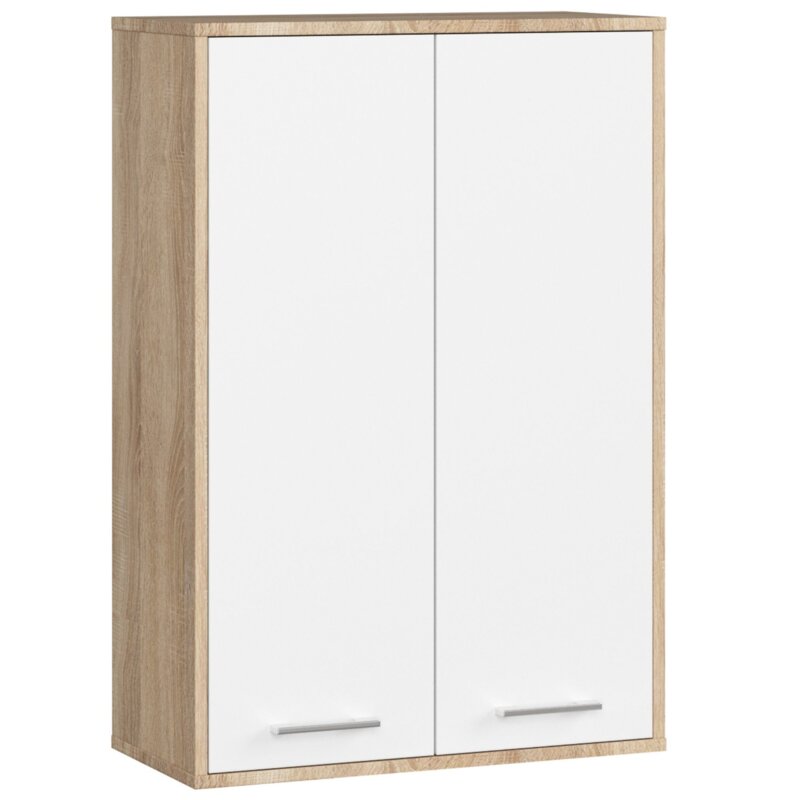 Szafka Åazienkowa wiszÄ ca AKORD FIN DÄ b Sonoma, BiaÅa 64 cm 2 drzwi 64x30x94 cm