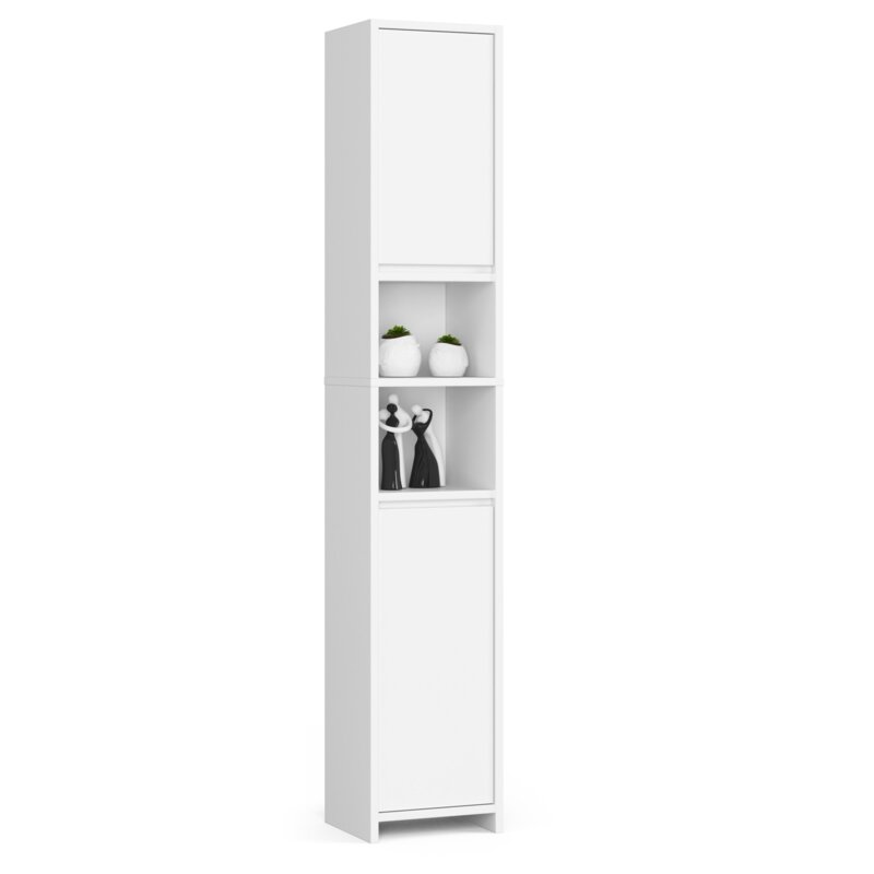 Słupek łazienkowy AKORD UNI Biały mat 32 cm 2 drzwi 4 półki 32x28x180 cm