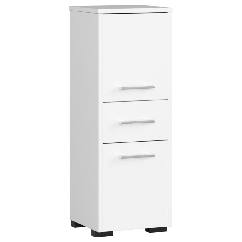 Szafka łazienkowa AKORD FIN Biała 30 cm 2 drzwi 1 szuflada kolor Biały mat 3 półki 30x30x85 cm