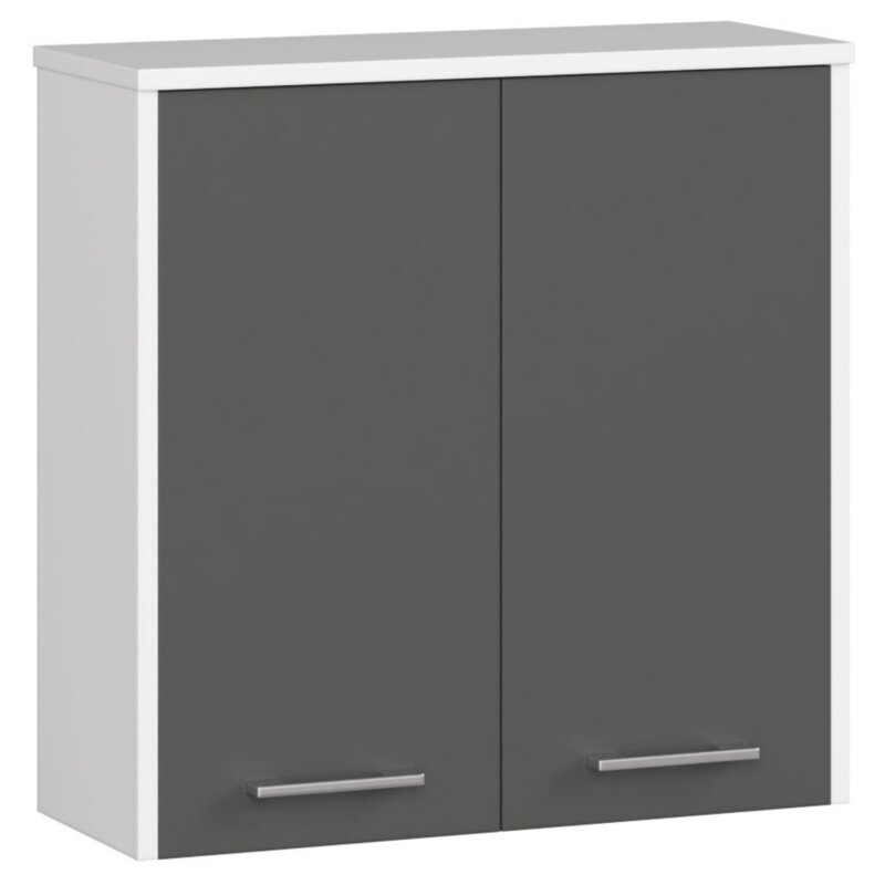 Szafka łazienkowa AKORD FIN Biała 60 cm 2 drzwi kolor Grafit Szary mat 2 półki 60x22,5x60 cm
