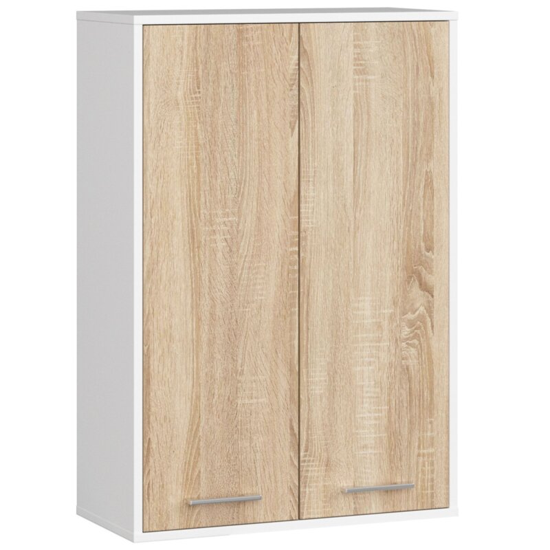 Szafka Åazienkowa wiszÄ ca AKORD FIN BiaÅa, DÄ b Sonoma 64 cm 2 drzwi 64x30x94 cm