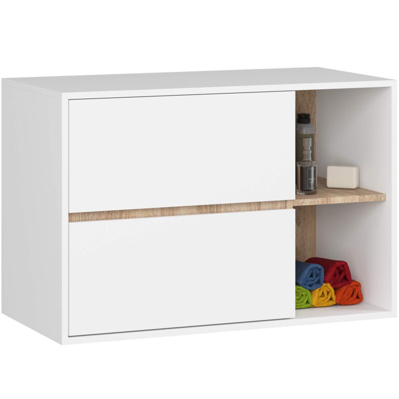 Szafka Åazienkowa pod umywalkÄ AKORD VAMI BiaÅa, DÄ b Sonoma 90 cm 2 szuflady 2 póÅki 90x60x45,5 cm