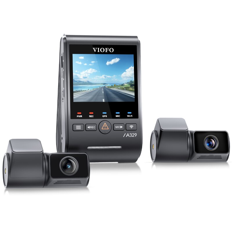 Wideorejestrator VIOFO A329T 3CH HDR, GPS, Wi-Fi, Kamera z teleobiektywem, Kamera tylna