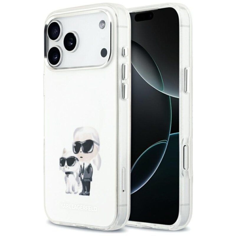 Etui KARL LAGERFELD IML Aquarelle Karl & Choupette & Logo MagSafe  do Apple iPhone 17 Pro Max Biały