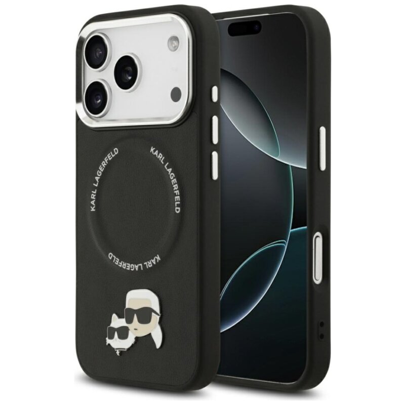 Etui KARL LAGERFELD Karl & Choupette Pins MagSafe do Apple iPhone 17 Pro Czarny