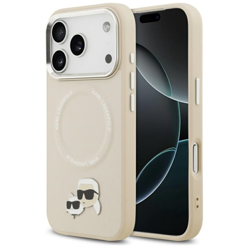 Etui KARL LAGERFELD Karl & Choupette Pins MagSafe do Apple iPhone 17 Pro Max Beżowy