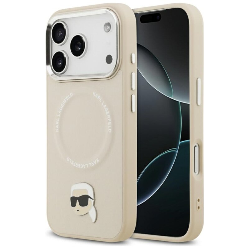 Etui KARL LAGERFELD Karl Pin MagSafe do Apple iPhone 17 Pro Beżowy