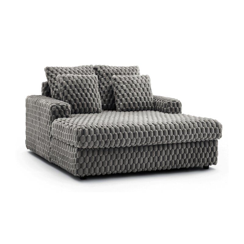 Fotel Wypoczynkowy Kanapa Sofa do Spania Salonu Welur Pluszowy KOBEL Szary