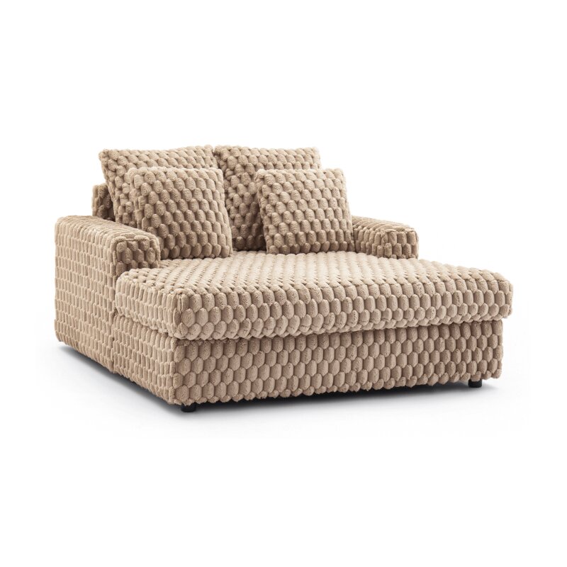 Fotel Wypoczynkowy Kanapa Sofa do Spania Salonu Welur Pluszowy KOBEL Beżowy