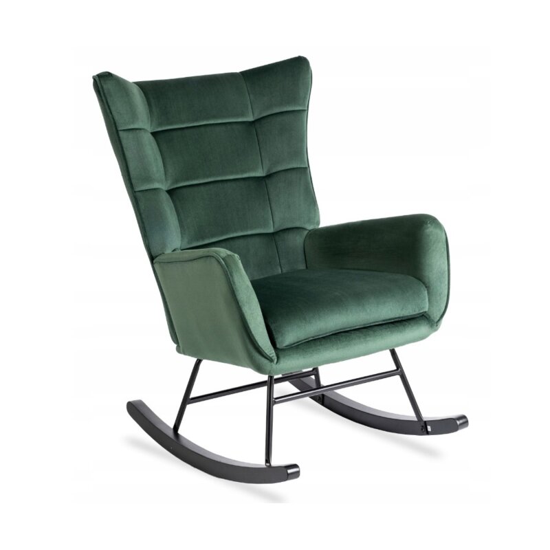 Fotel Uszak Bujany Wypoczynkowy Welurowy Salon Loft Velvet Zielony JACKSON