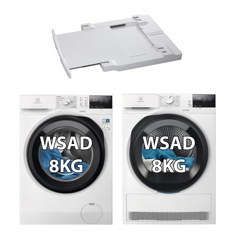 Pralka ELECTROLUX MEW2E8Y6P SensiCare 600 8kg 1400 obr + Suszarka ELECTROLUX Absolute Care 600 EW6D285YP + Łącznik AEG A1WYHSK2