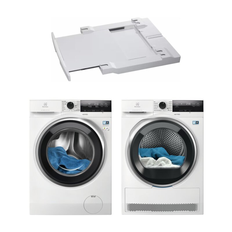 Pralka ELECTROLUX MEW3E8Y6P SensiCare 600 8kg 1400 obr + Suszarka ELECTROLUX DelicateCare 700 MEWD3E8E7P z pompą ciepła + Łącznik AEG A1WYHSK2