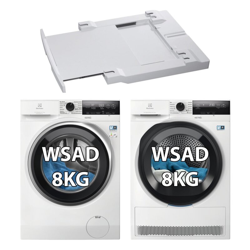 Pralka ELECTROLUX MEW3E8Y7P SteamCare 700 8kg 1400 obr UniversalDose + Suszarka ELECTROLUX Absolute Care 700 MEWD3E8C7P + Łącznik AEG A1WYHSK2
