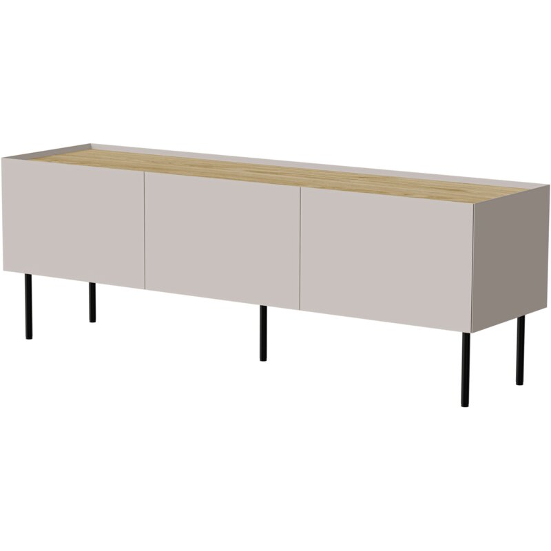 Szafka RTV FELLINI 150x40x52 kaszmir + blat dąb olejowany