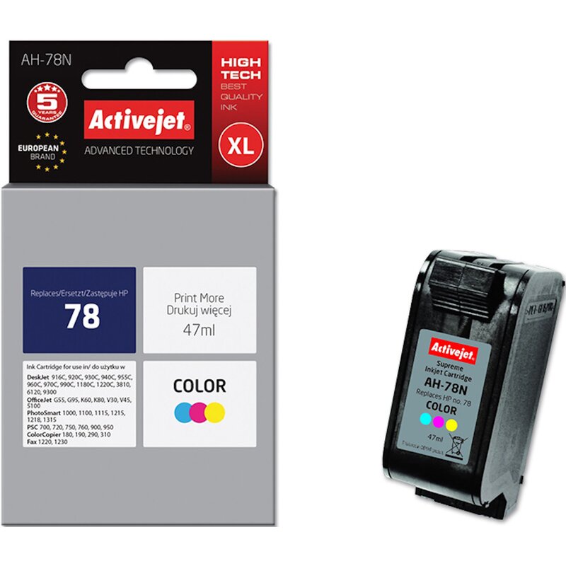 Activejet AH-78N Tusz do drukarki HP, Zamiennik HP 78 C6578D; Supreme; 47 ml; kolor.