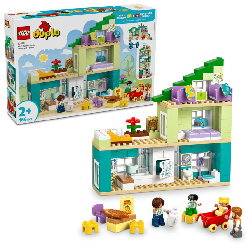 LEGO 10470 DUPLO Nowoczesny dom rodzinny 3 w 1 z figurkami