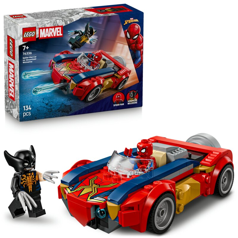 LEGO 76336 Marvel Spider-Man w samochodzie kontra zvenomowany Wolverine