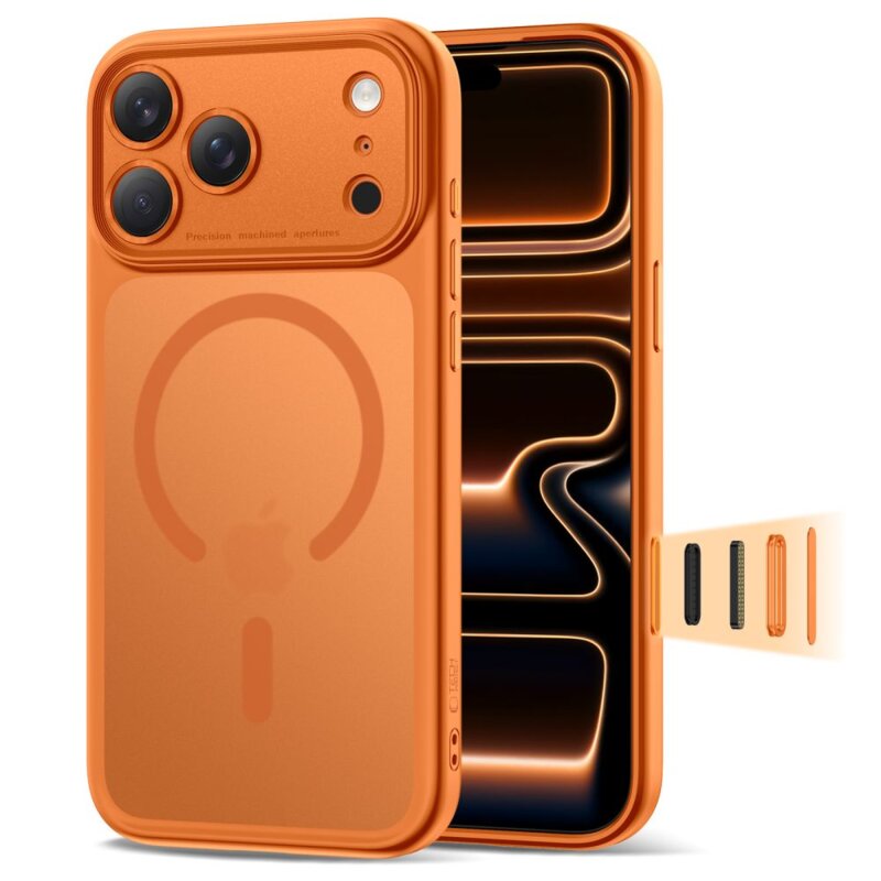 Etui TECH-PROTECT MagPeak MagSafe CC do Apple iPhone 17 Pro Pomarańczowy matowy