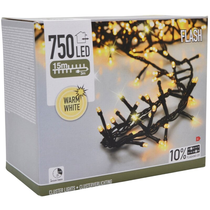 Lampki choinkowe CHRISTMAS DECORATION 7682244 750 LED Sieciowe 15 m Ciemnozielony