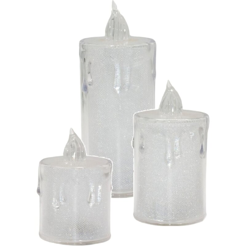 Świeca dekoracyjna KOOPMAN 7622103 LED Biały-transparentny (3 sztuki)