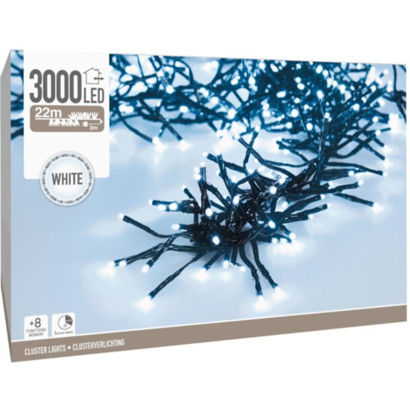 Lampki choinkowe CHRISTMAS DECORATION 812993 3000 LED Sieciowe 21.8 m Zimna biel