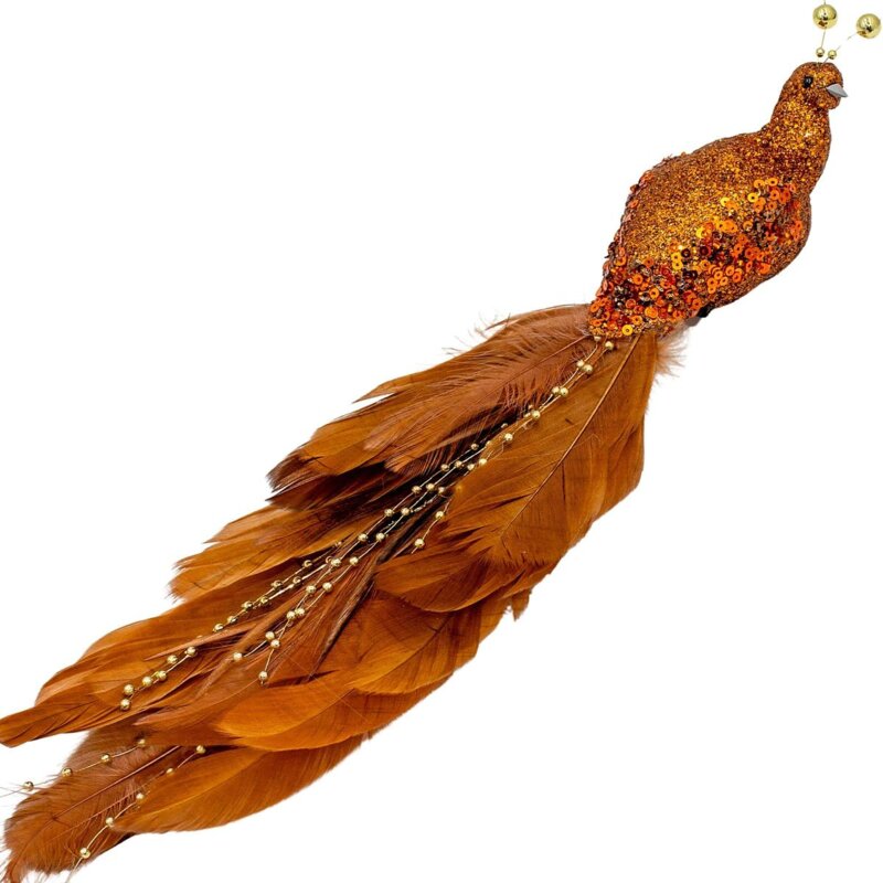 Bombka CHRISTMAS DECORATION Ptaszek na klipsie 38 cm Brązowy