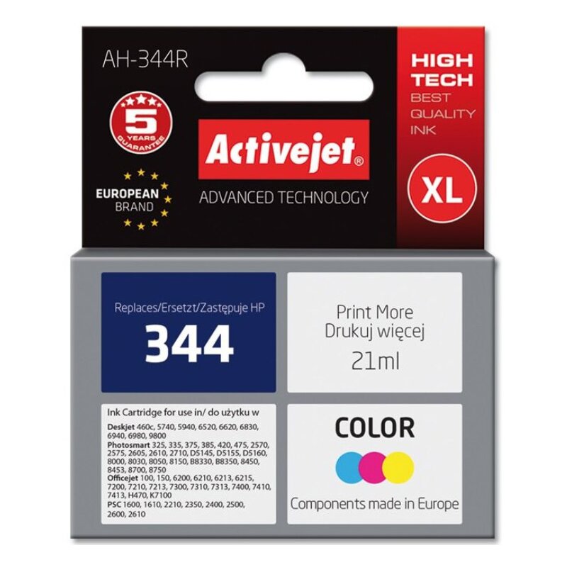 Activejet AH-344R Tusz do drukarki HP, Zamiennik HP 344 C9363EE; Premium; 21 ml; kolor.