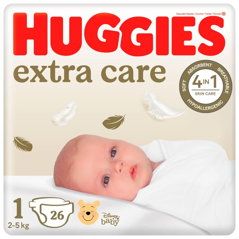 Pieluszki HUGGIES Extra Care 1 2-5kg (26 szt.)