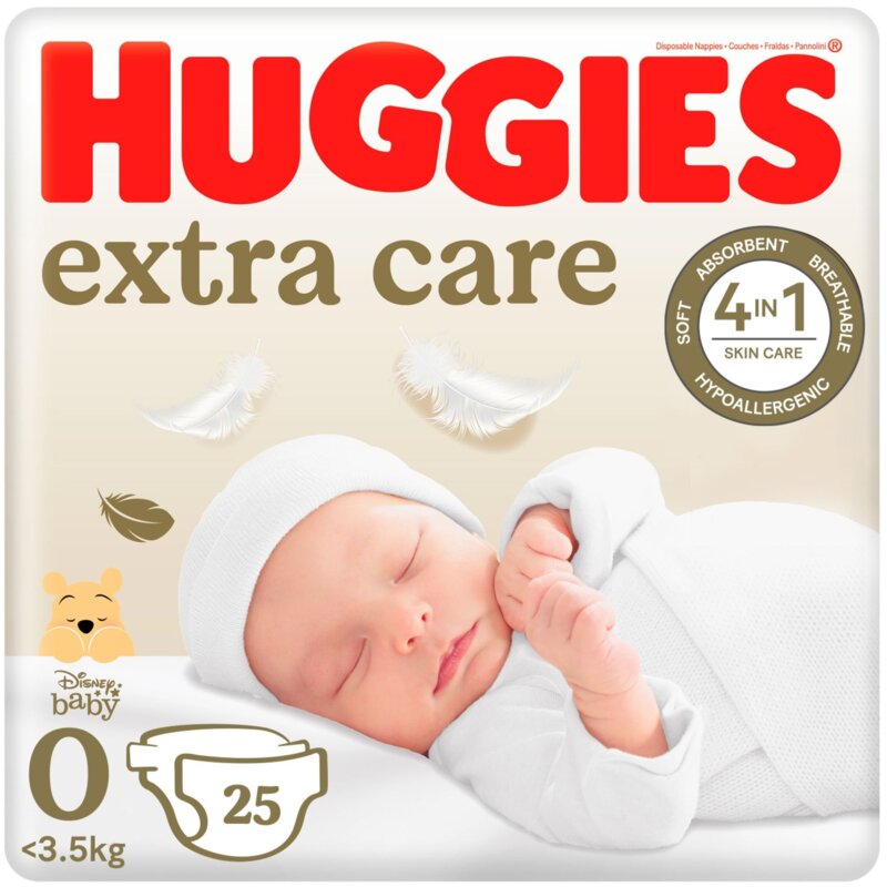 Pieluszki HUGGIES Extra Care 0 0-3kg (25 szt.)