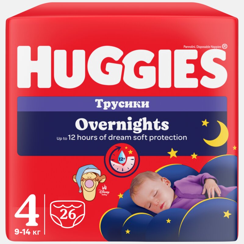 Pieluchomajtki HUGGIES Overnight Lullaby 4 (26 szt.)