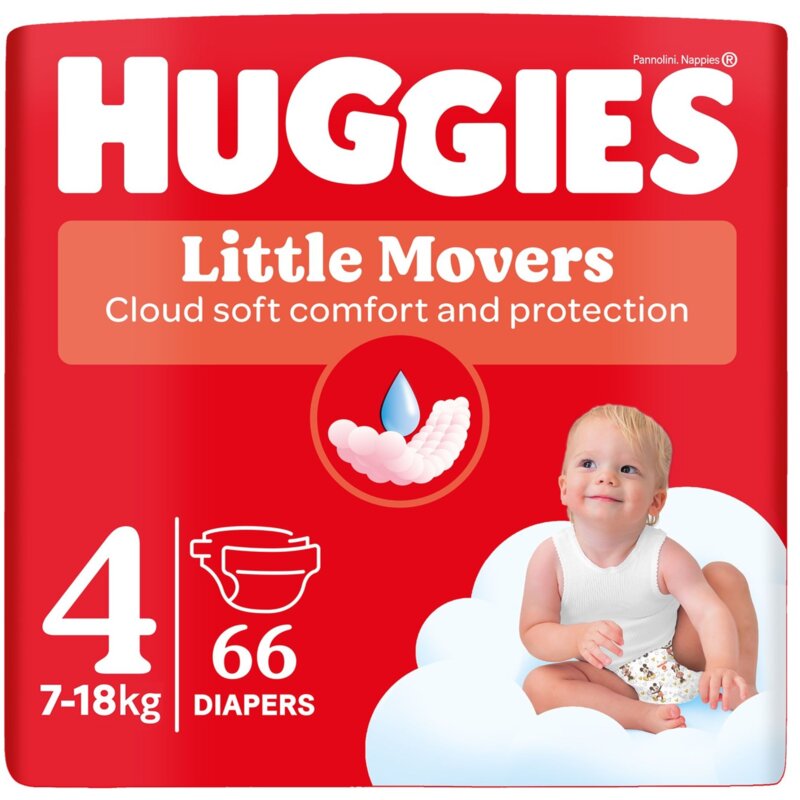 Pieluszki HUGGIES Little Movers Mega Pack 4 7-18kg (66 szt.)